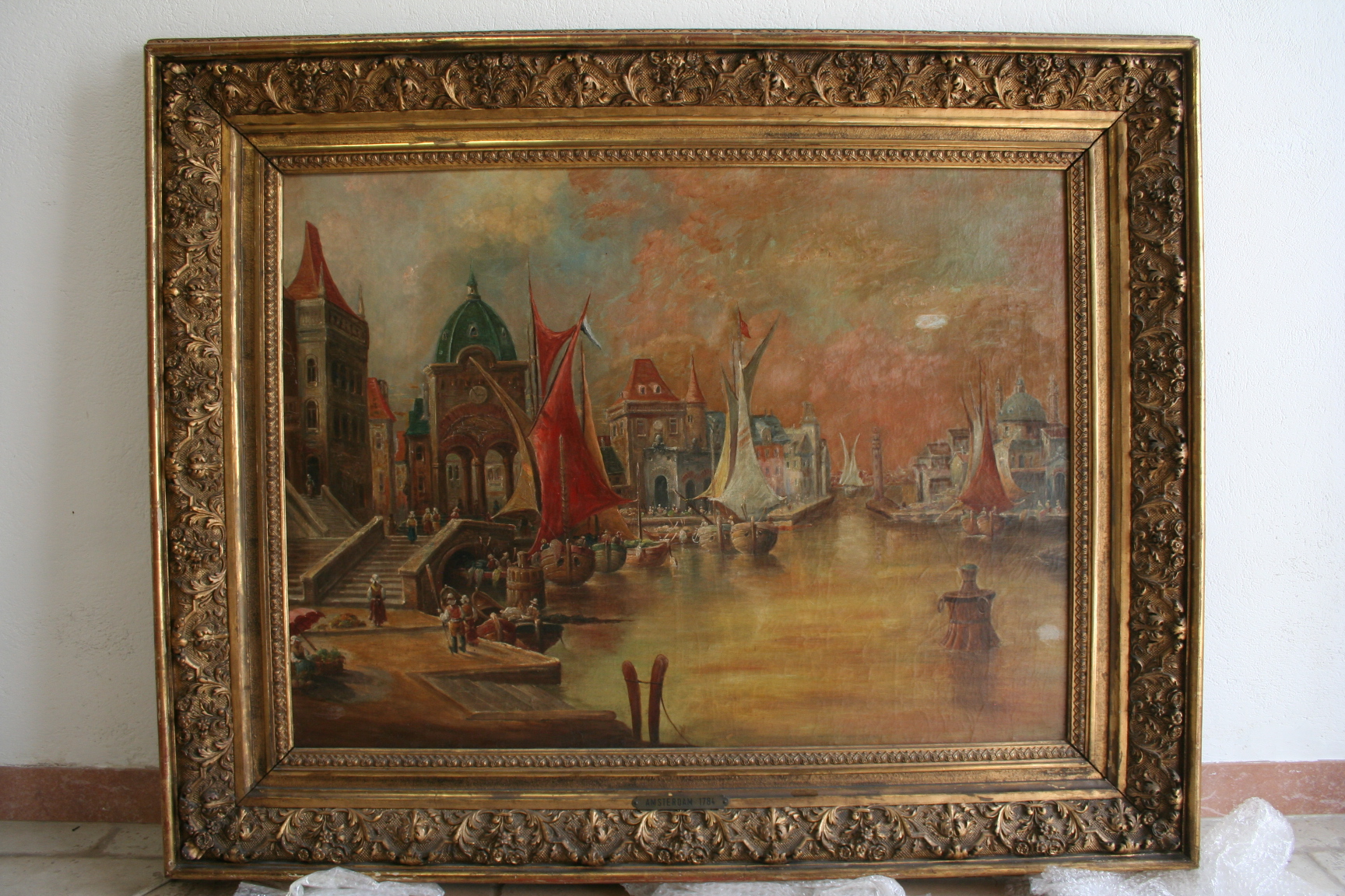Vor Restaurierung, Gemälde alter Meister, Elias Pieter van Bommel 1819 - 1890